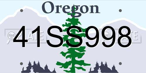 41SS998 Oregon License Plate