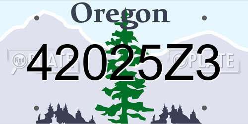 42025Z3 Oregon License Plate