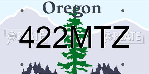 422MTZ Oregon License Plate