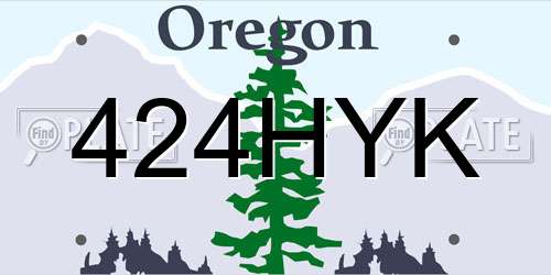 424HYK Oregon License Plate