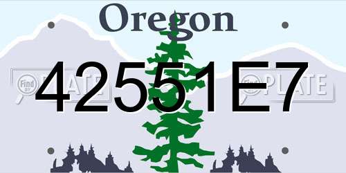 42551E7 Oregon License Plate