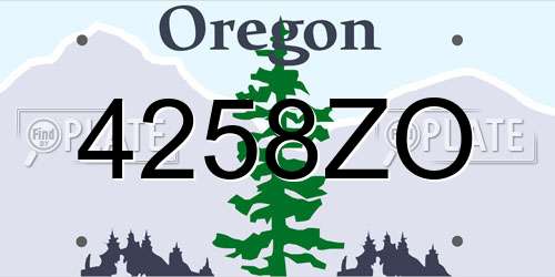 4258ZO Oregon License Plate