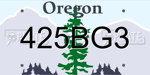 425BG3 Oregon License Plate