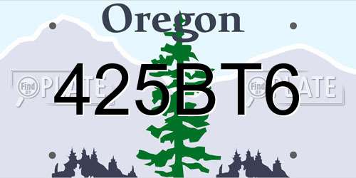 425BT6 Oregon License Plate