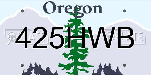 425HWB Oregon License Plate