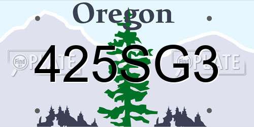 425SG3 Oregon License Plate