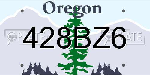 428BZ6 Oregon License Plate