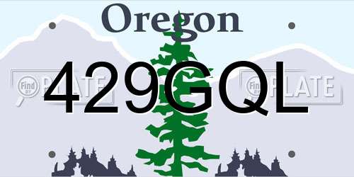 429GQL Oregon License Plate