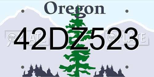 42DZ523 Oregon License Plate