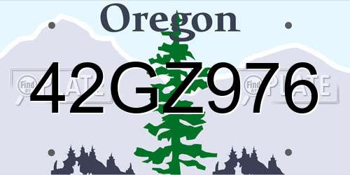 42GZ976 Oregon License Plate