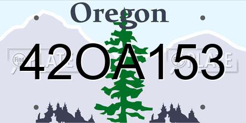 42OA153 Oregon License Plate