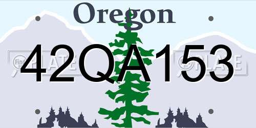 42QA153 Oregon License Plate