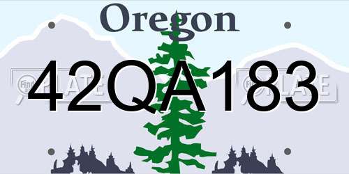 42QA183 Oregon License Plate