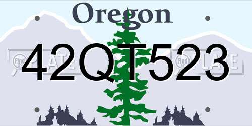 42QT523 Oregon License Plate