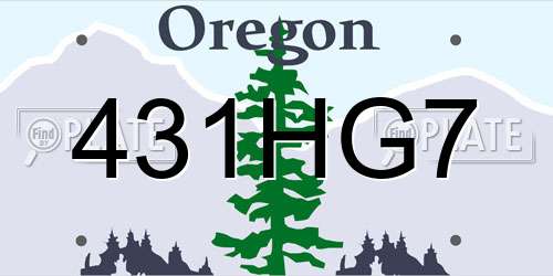 431HG7 Oregon License Plate
