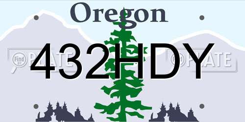 432HDY Oregon License Plate