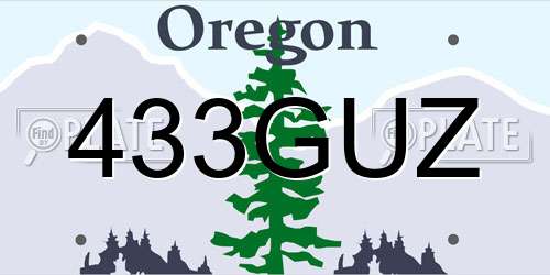 433GUZ Oregon License Plate