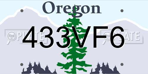 433VF6 Oregon License Plate