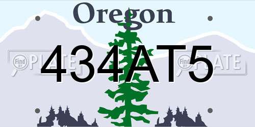 434AT5 Oregon License Plate
