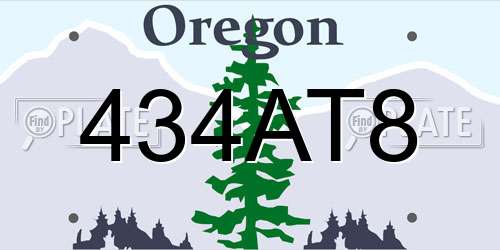 434AT8 Oregon License Plate