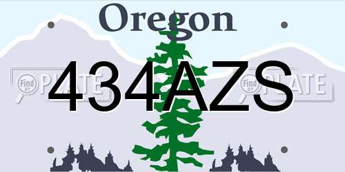 434AZS Oregon License Plate