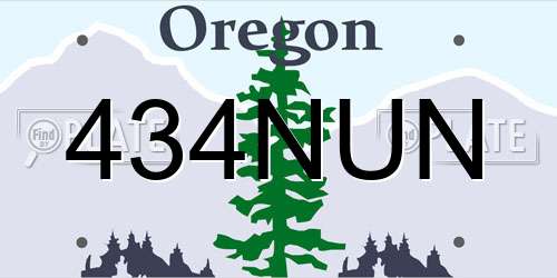 434NUN Oregon License Plate