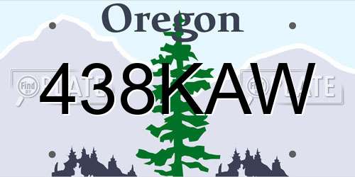 438KAW Oregon License Plate