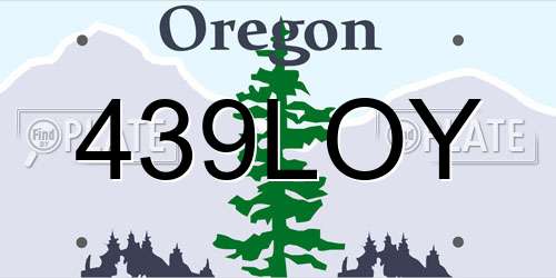 439LOY Oregon License Plate