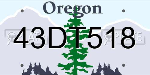 43DT518 Oregon License Plate