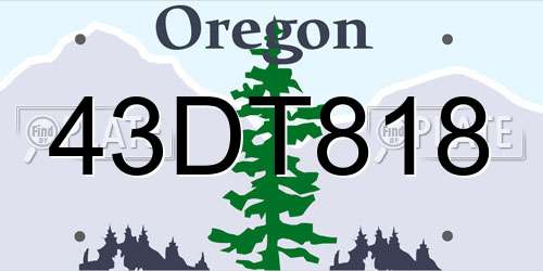 43DT818 Oregon License Plate