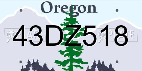 43DZ518 Oregon License Plate