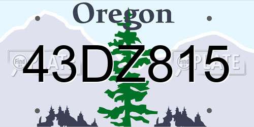 43DZ815 Oregon License Plate