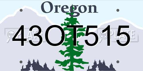 43OT515 Oregon License Plate