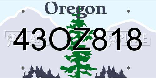 43OZ818 Oregon License Plate
