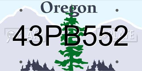 43PB552 Oregon License Plate