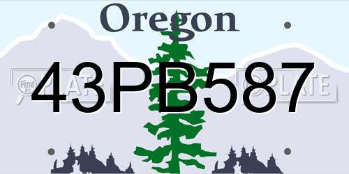 43PB587 Oregon License Plate