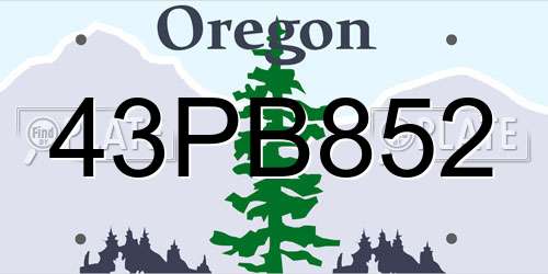 43PB852 Oregon License Plate