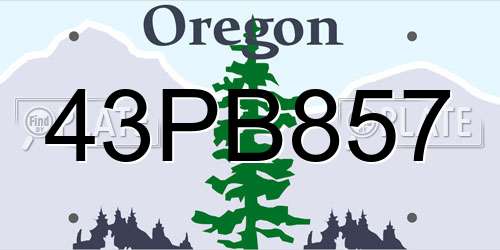 43PB857 Oregon License Plate