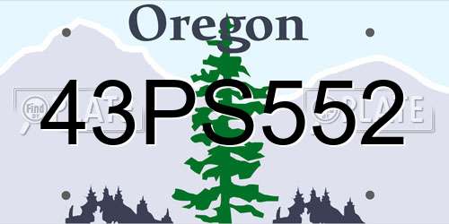 43PS552 Oregon License Plate
