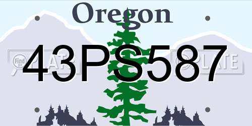 43PS587 Oregon License Plate