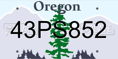 43PS852 Oregon License Plate