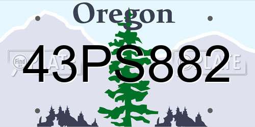 43PS882 Oregon License Plate