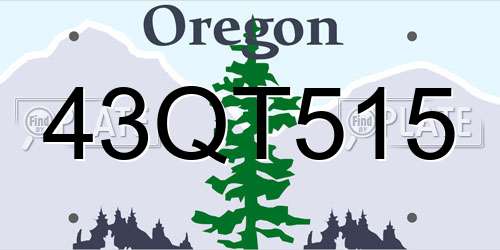 43QT515 Oregon License Plate
