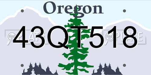 43QT518 Oregon License Plate