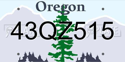 43QZ515 Oregon License Plate