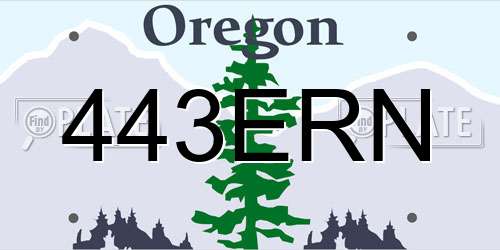 443ERN Oregon License Plate
