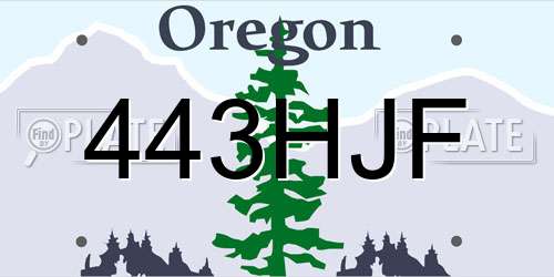 443HJF Oregon License Plate