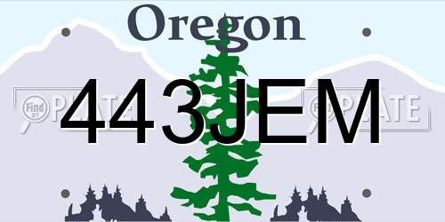 443JEM Oregon License Plate