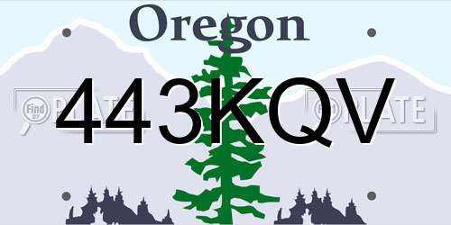 443KQV Oregon License Plate