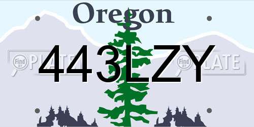 443LZY Oregon License Plate